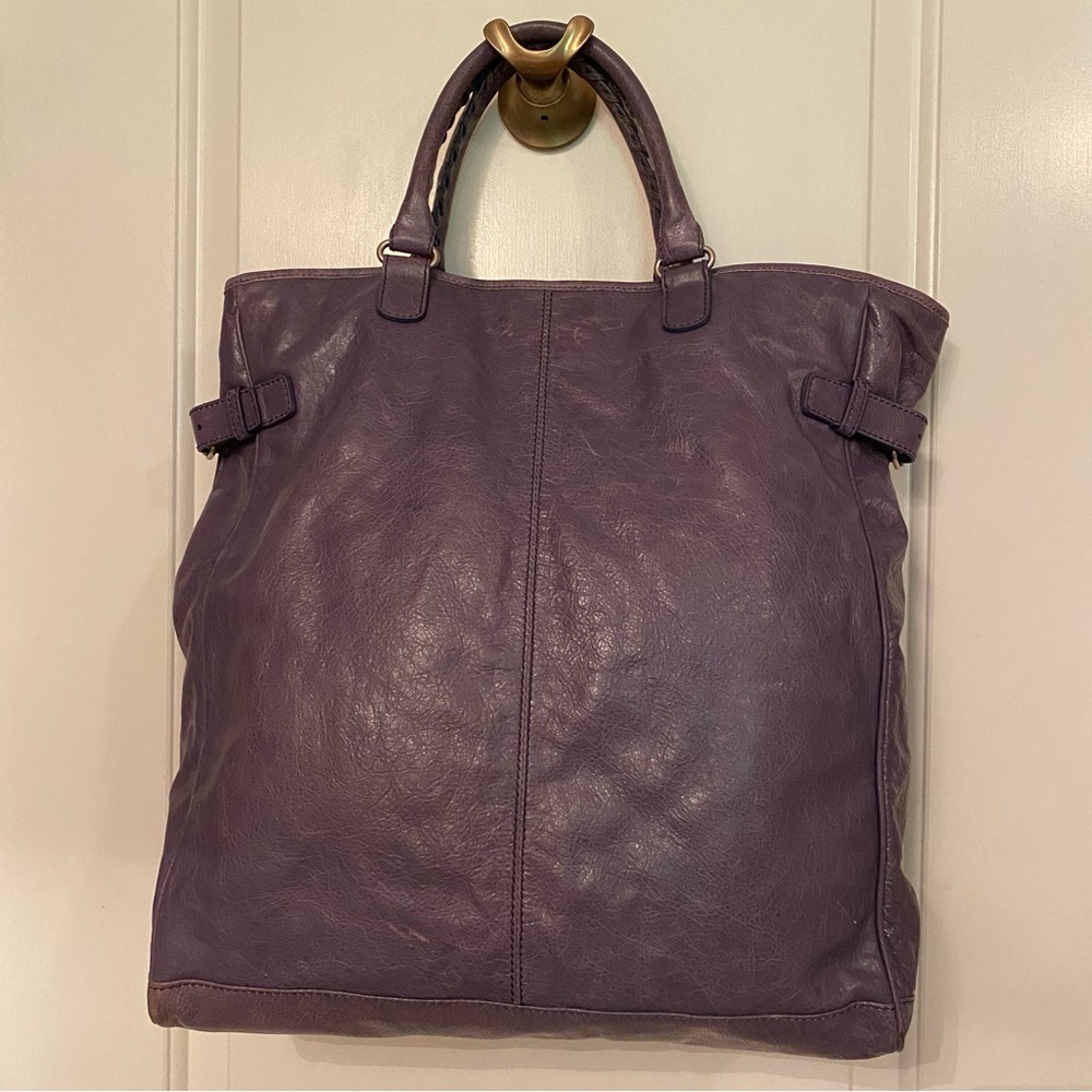 💎BALENCIAGA TOTE BAG PURPLE LEATHER MOTOCROSS HEXAGON CLASSIC ARENA LARGE TRAVEL - Picture 4 of 17